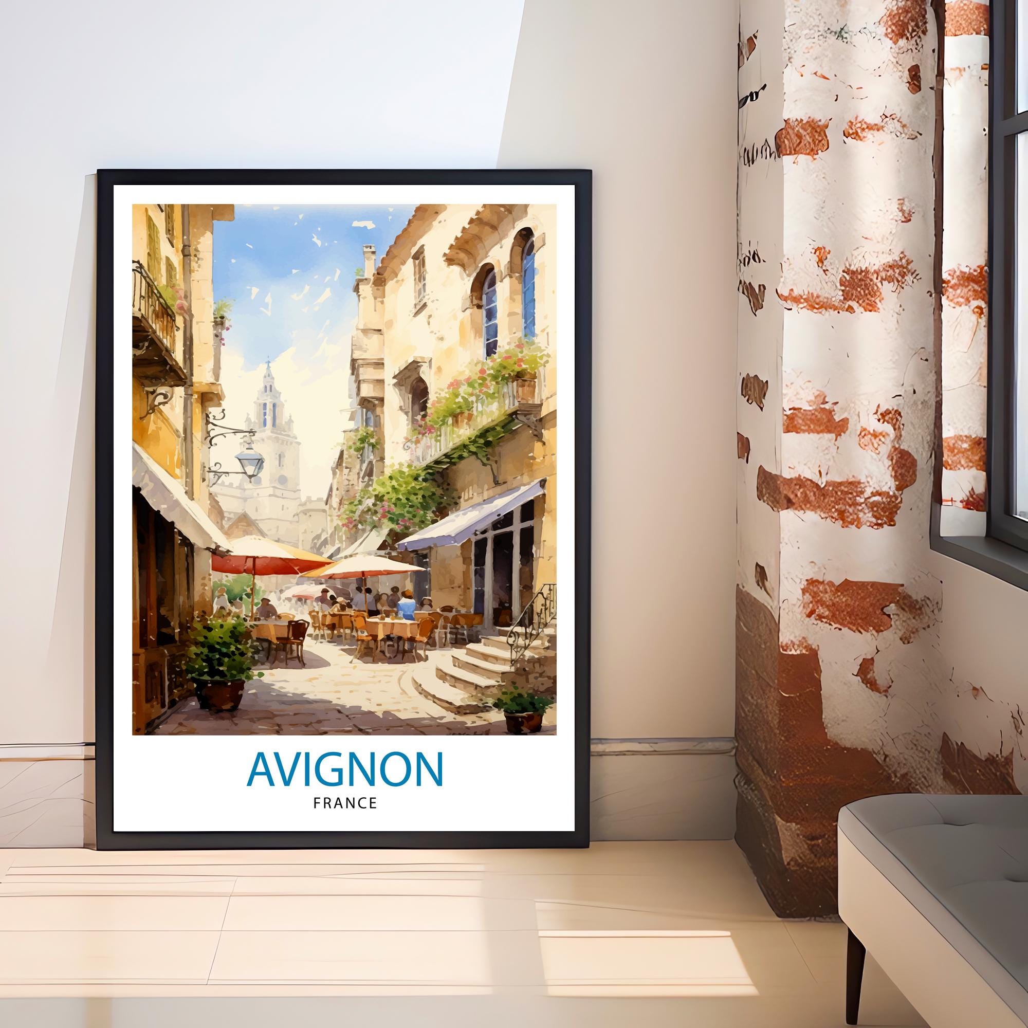Avignon France Travel Print , Avignon Wall Decor, Avignon Home Living Decor, Avignon France Illustration, Travel Poster Gift for Avignon