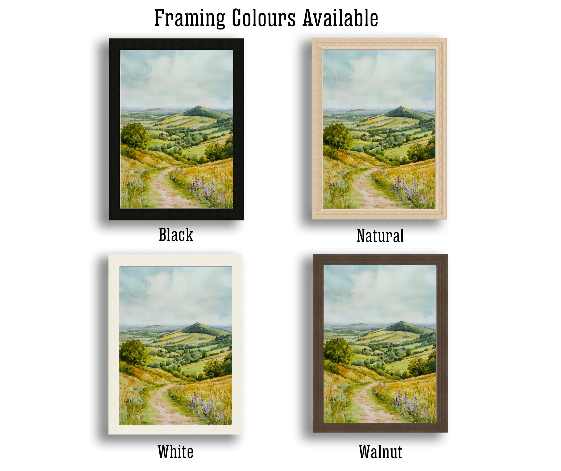 Shropshire Hills Watercolor Painting UK Landscape Art Shropshire Print Scenic Hill Art Watercolor Decor