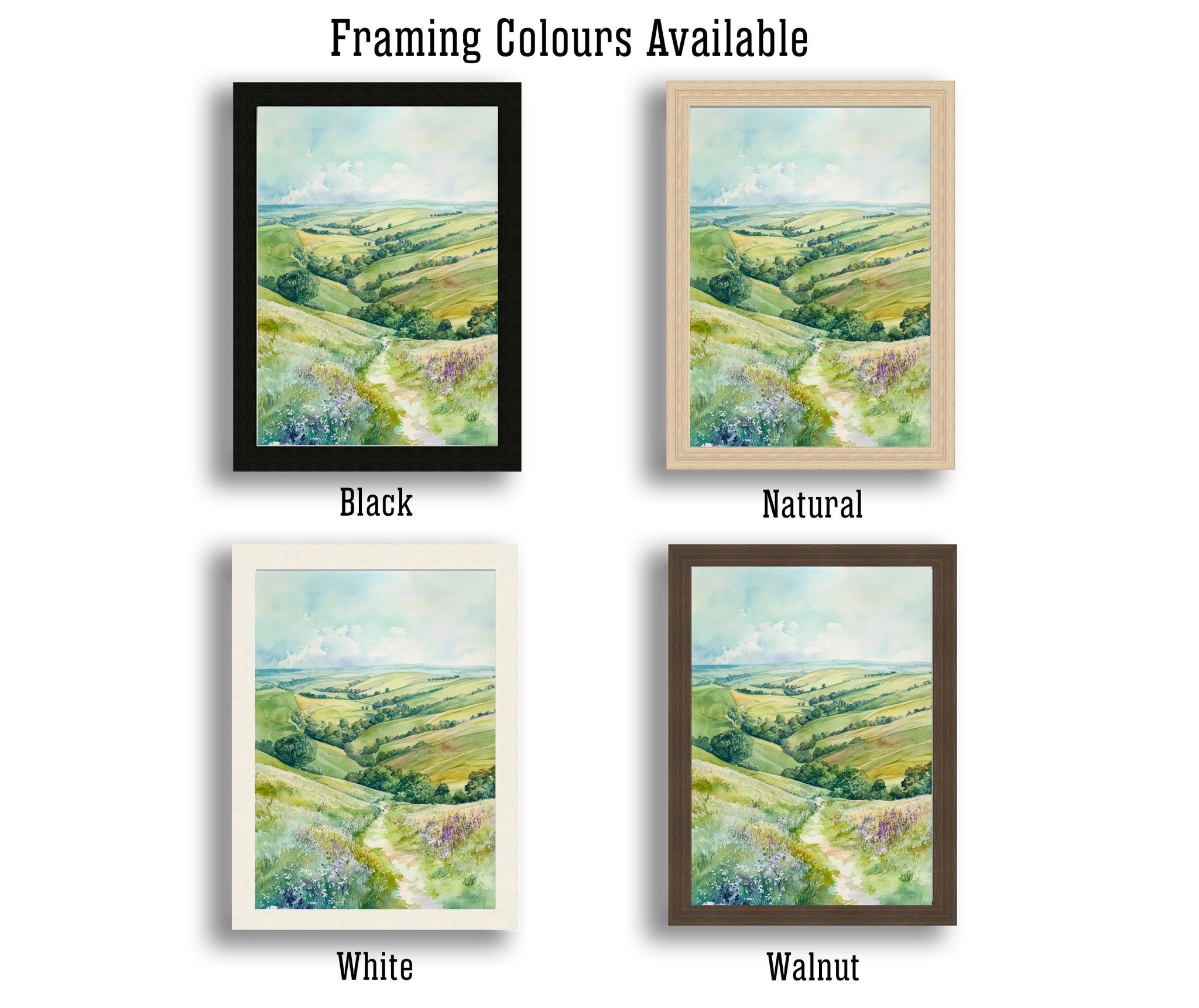 South Downs Watercolour Painting UK Landscape Art South Downs Print Scenic Countryside Decor