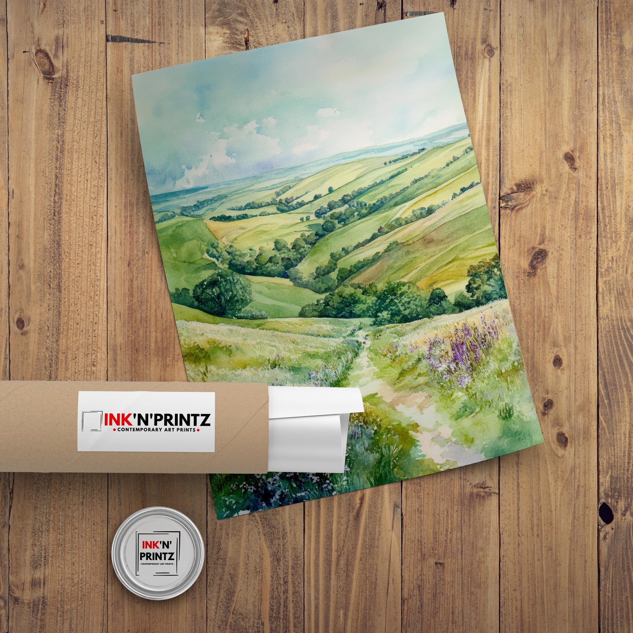 South Downs Watercolour Painting UK Landscape Art South Downs Print Scenic Countryside Decor