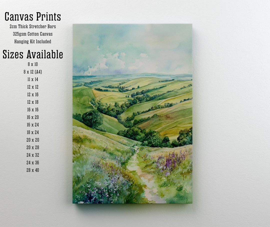 South Downs Watercolour Painting UK Landscape Art South Downs Print Scenic Countryside Decor