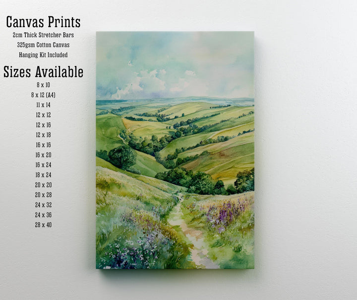 South Downs Watercolour Painting UK Landscape Art South Downs Print Scenic Countryside Decor