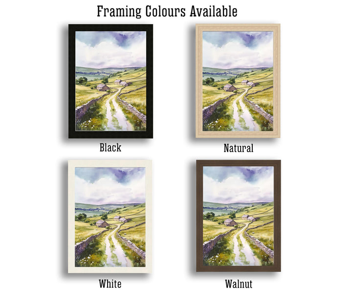 Yorkshire Dales Watercolor Painting UK Landscape Art Yorkshire Dales Print Scenic Countryside Decor