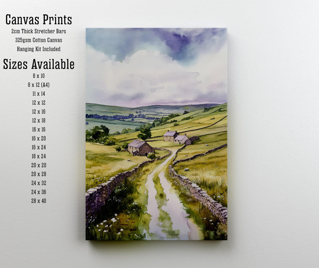 Yorkshire Dales Watercolor Painting UK Landscape Art Yorkshire Dales Print Scenic Countryside Decor