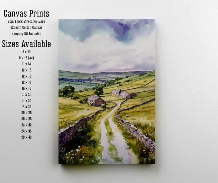 Yorkshire Dales Watercolor Painting UK Landscape Art Yorkshire Dales Print Scenic Countryside Decor