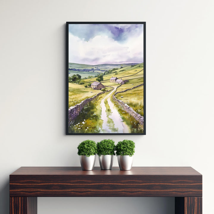 Yorkshire Dales Watercolor Painting UK Landscape Art Yorkshire Dales Print Scenic Countryside Decor
