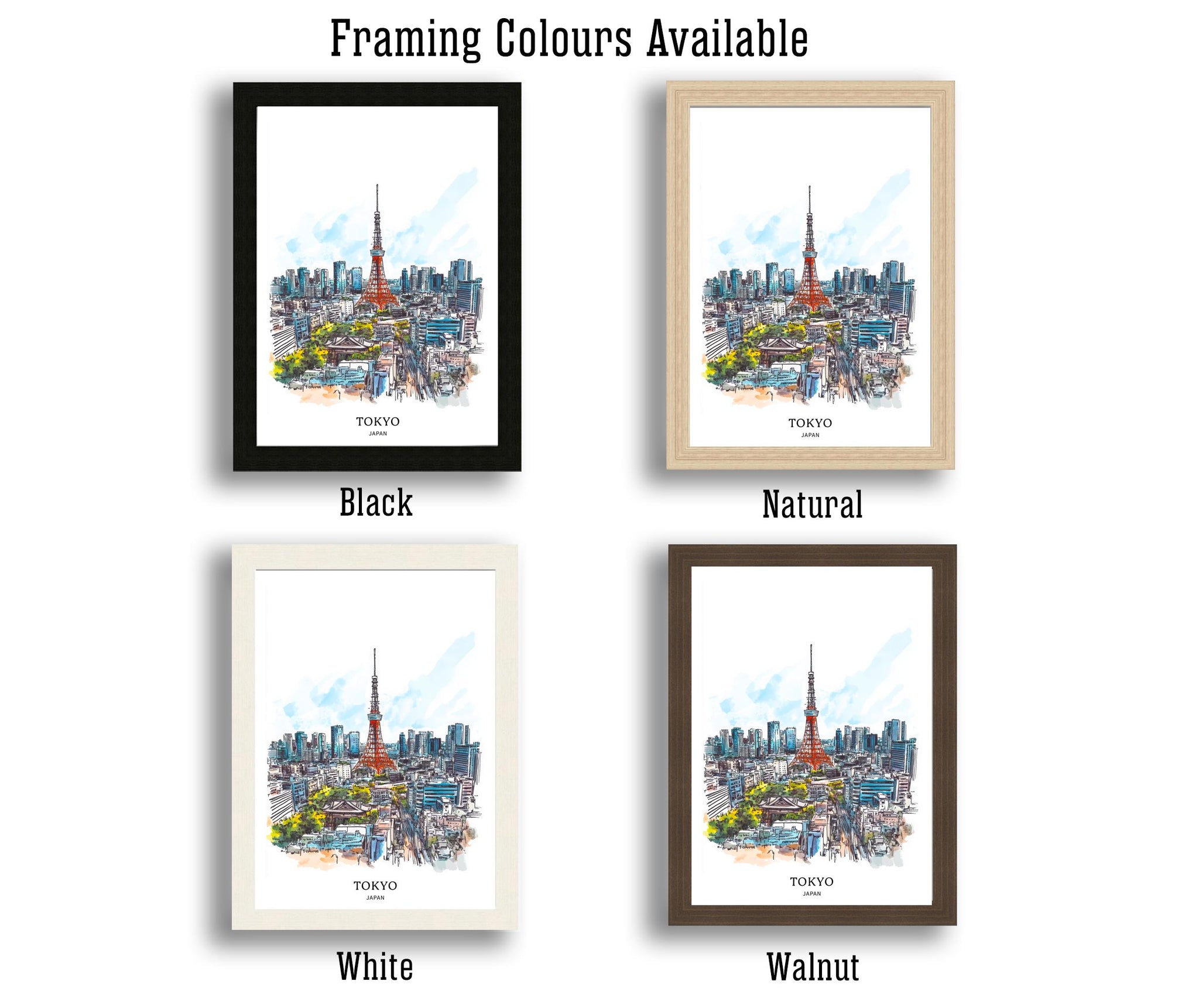 Tokyo Japan Watercolor Painting Tokyo Skyline Art Japan Print Scenic Cityscape Watercolor Decor