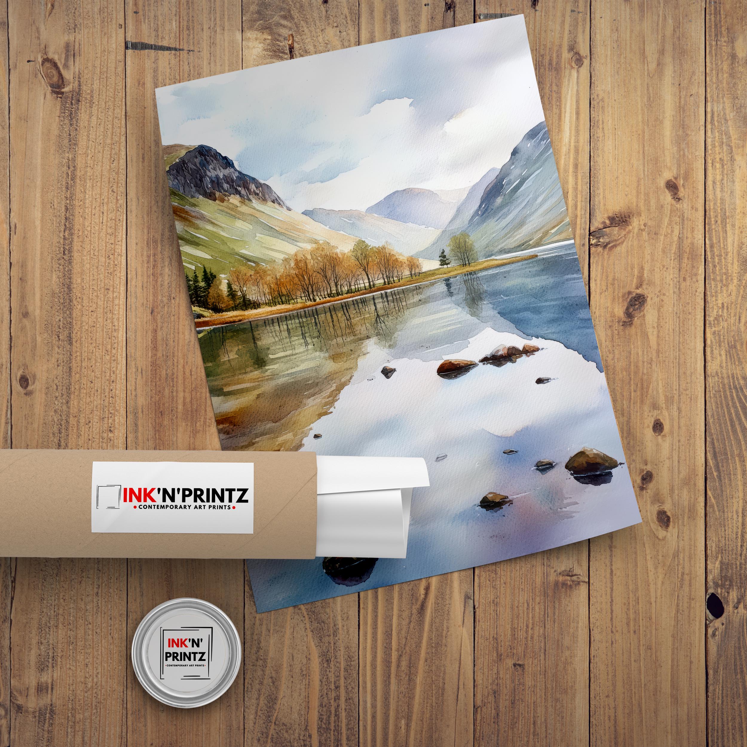 Buttermere Watercolor Painting Lake District Art Buttermere Print Scenic UK Watercolor Nature Decor