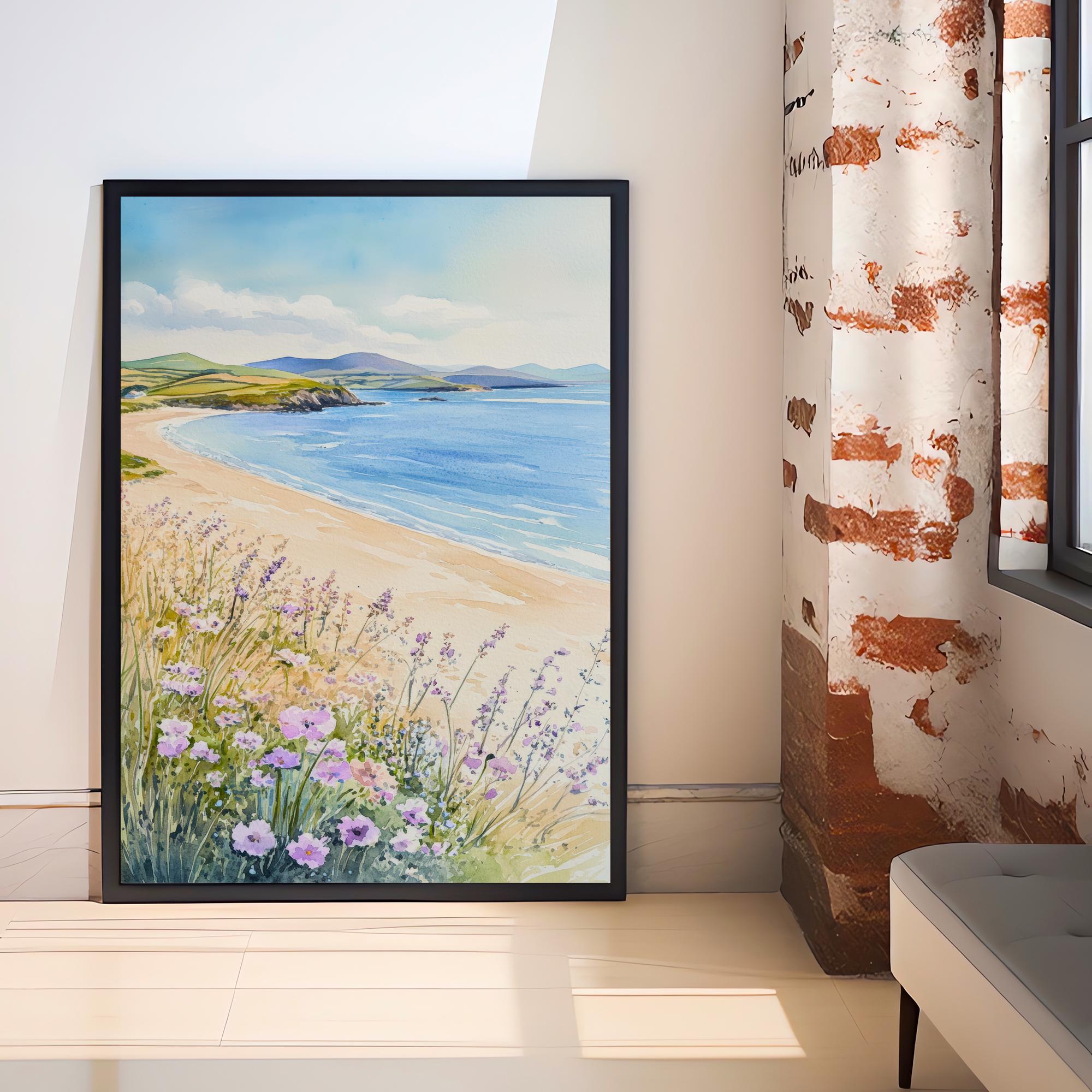 Caernarfon Beach Watercolor Painting Wales Coastal Art Caernarfon Print Scenic Beach Watercolor Decor