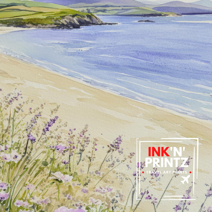 Caernarfon Beach Watercolor Painting Wales Coastal Art Caernarfon Print Scenic Beach Watercolor Decor