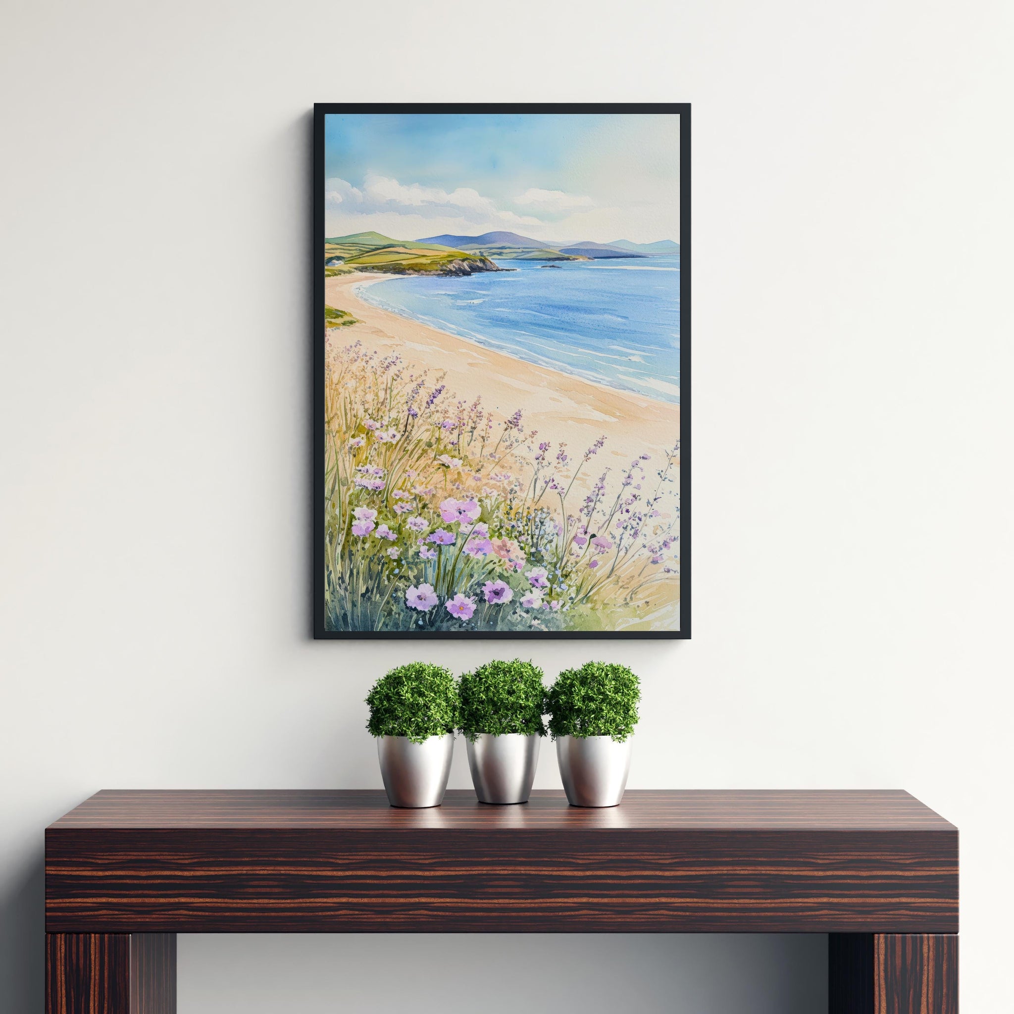 Caernarfon Beach Watercolor Painting Wales Coastal Art Caernarfon Print Scenic Beach Watercolor Decor