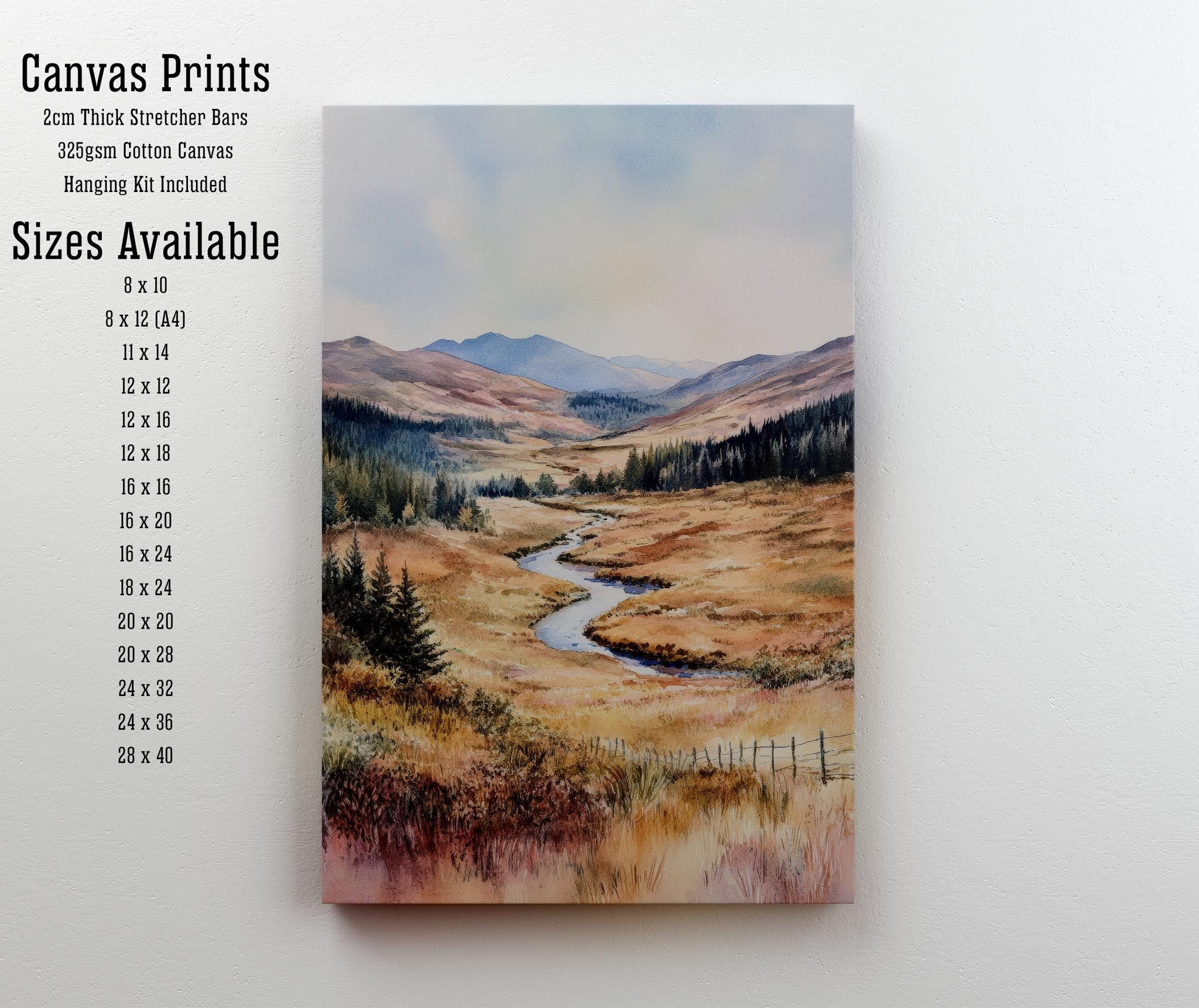Cairngorms Watercolor Painting Scottish Highlands Art Cairngorms Print Scenic Mountain Watercolor Decor