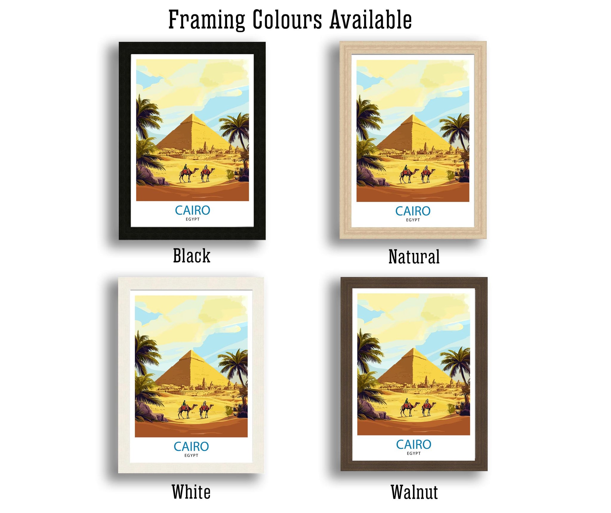 Egypt Travel Poster Egyptian Art Egypt Print Scenic Egypt Poster Pyramids Wall Decor Egyptian Landmark Art