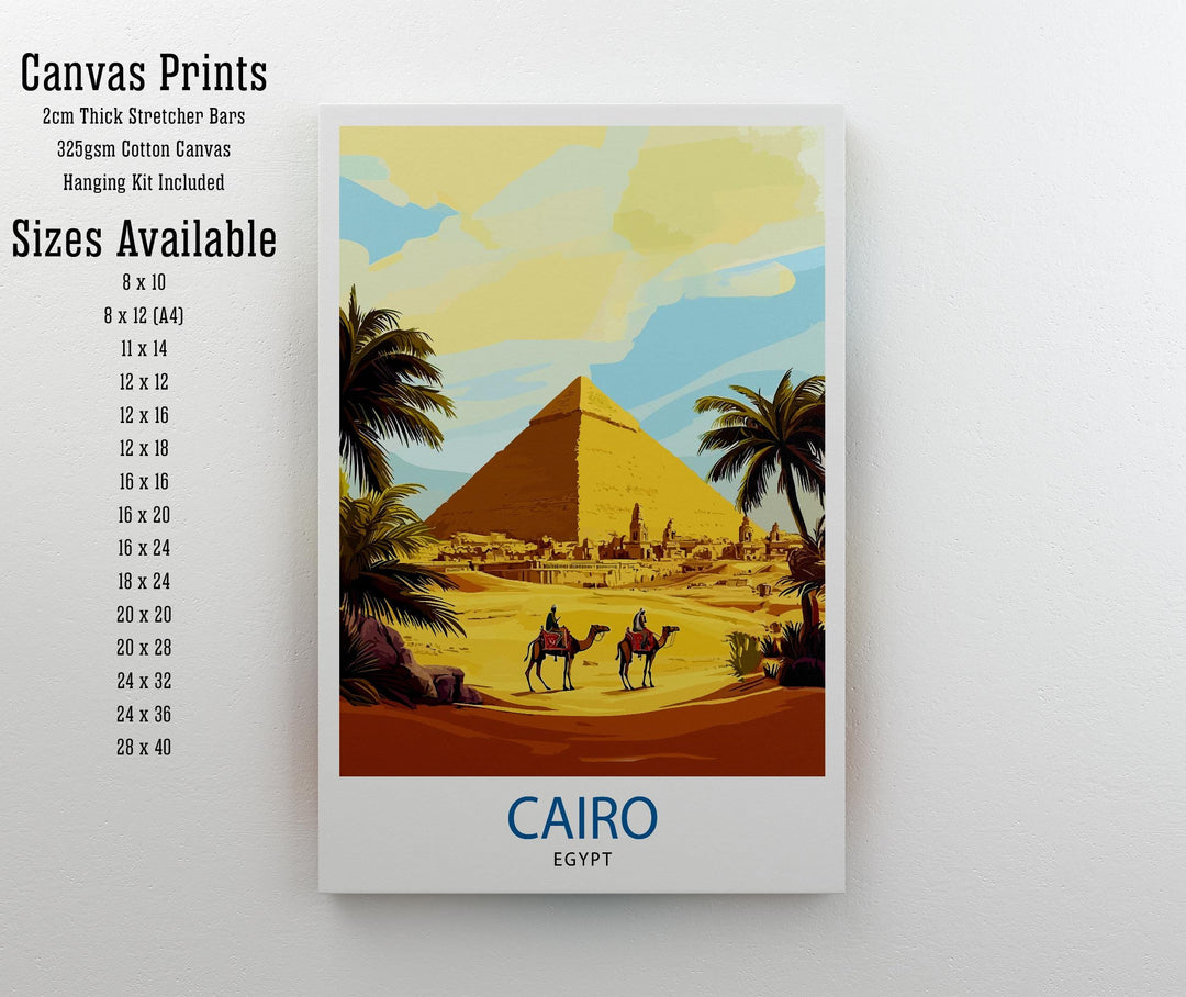 Egypt Travel Poster Egyptian Art Egypt Print Scenic Egypt Poster Pyramids Wall Decor Egyptian Landmark Art