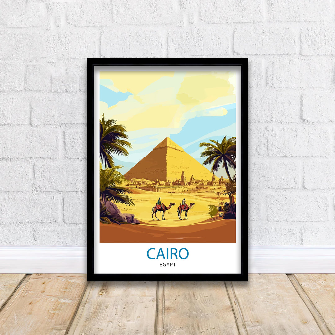 Egypt Travel Poster Egyptian Art Egypt Print Scenic Egypt Poster Pyramids Wall Decor Egyptian Landmark Art