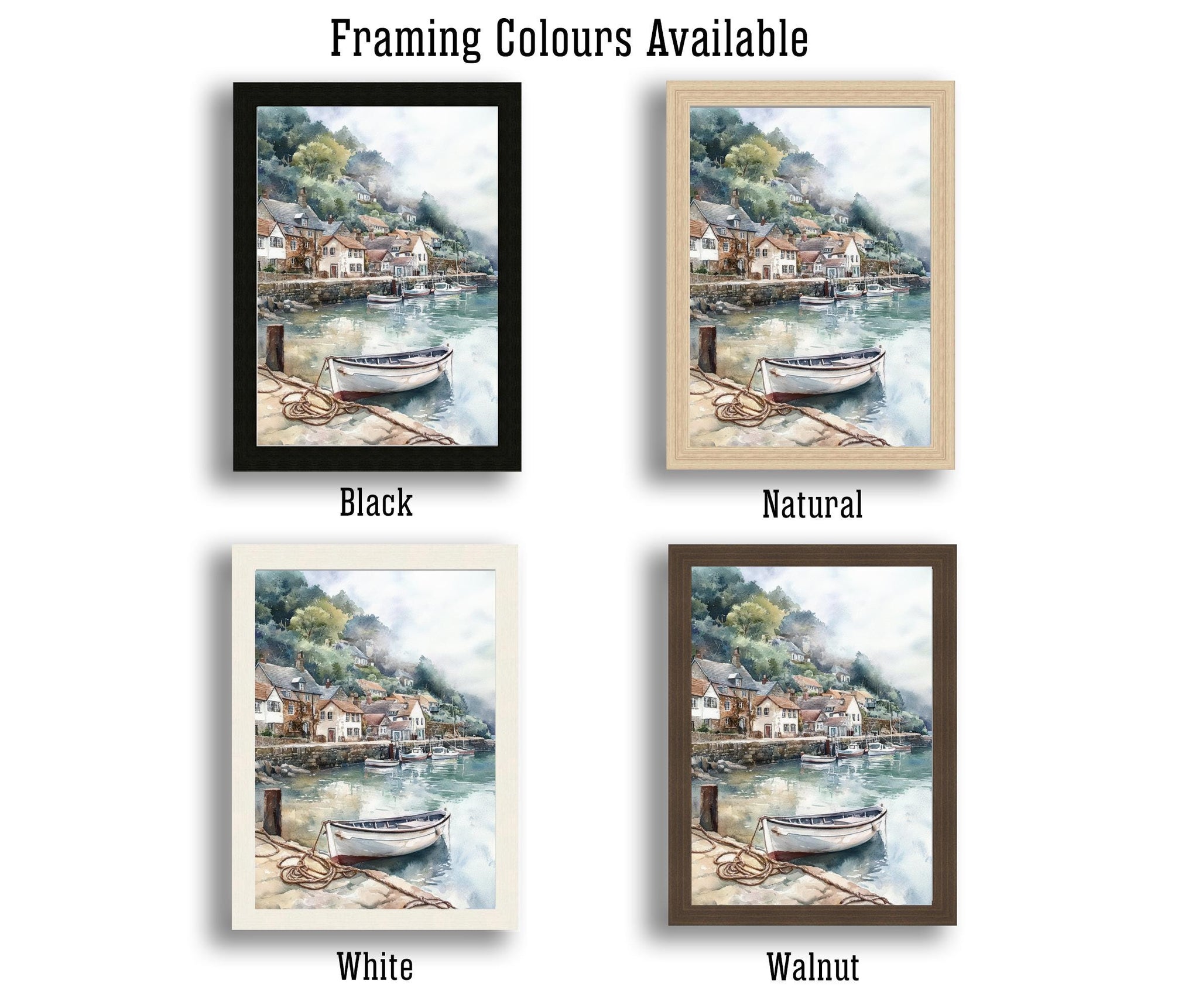 Cloverly Harbour Watercolor Print Coastal Art Cloverly Harbour Painting Scenic Seaside Watercolor Decor