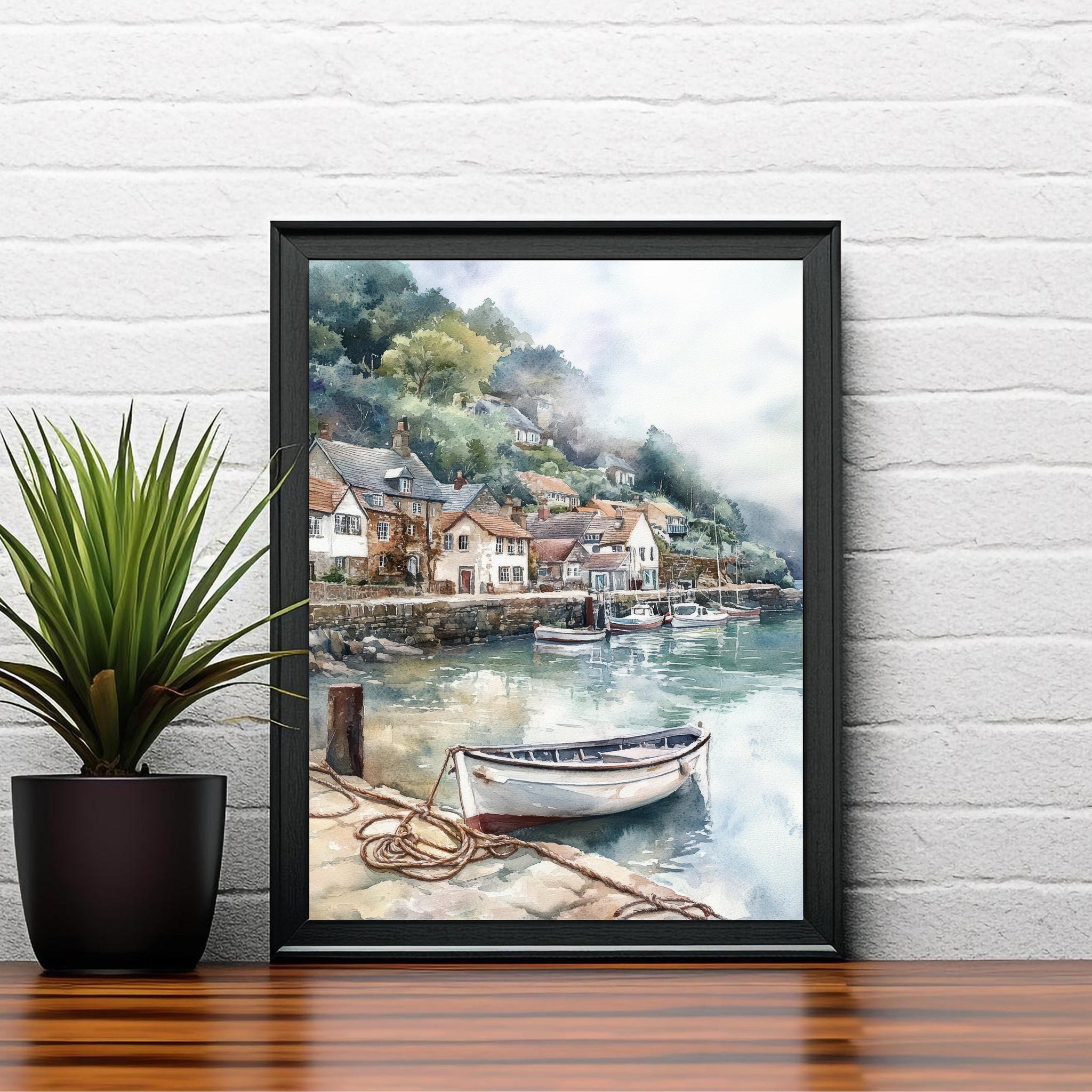 Cloverly Harbour Watercolor Print Coastal Art Cloverly Harbour Painting Scenic Seaside Watercolor Decor
