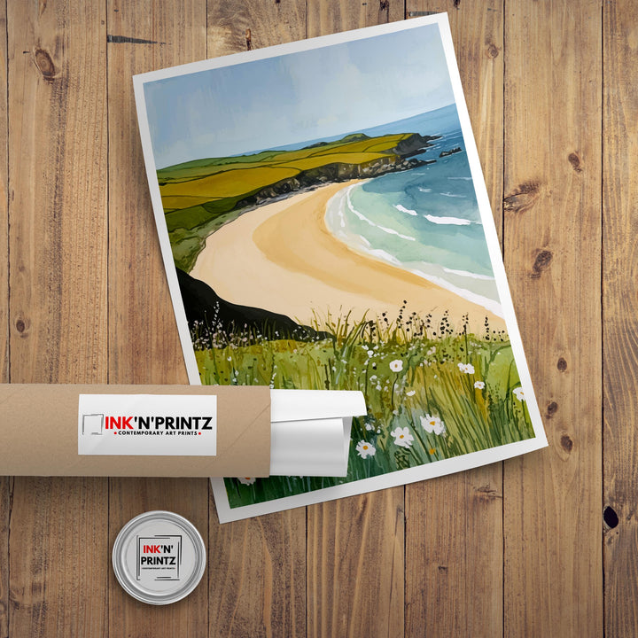 Constantine Bay Travel Poster Cornwall Beach Art Constantine Bay Print Scenic Cornwall Poster Seaside Decor