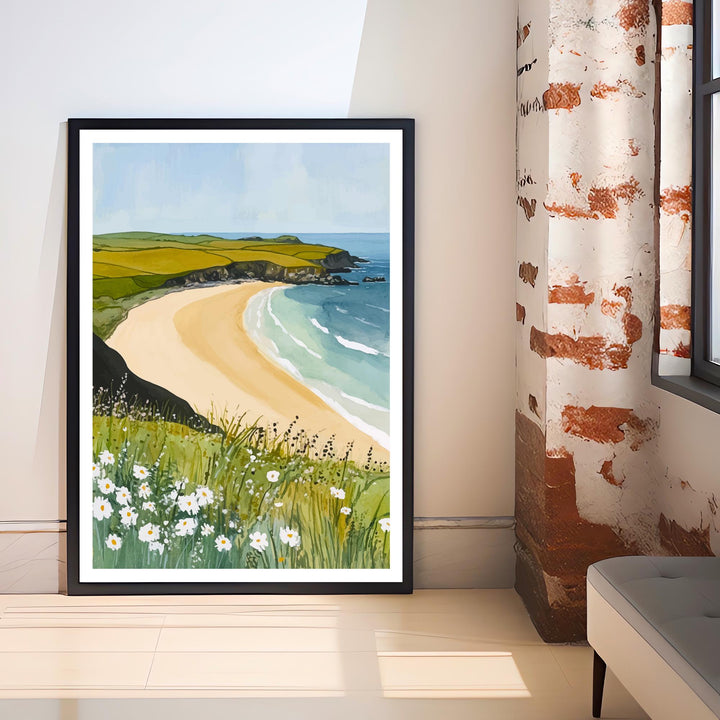 Constantine Bay Travel Poster Cornwall Beach Art Constantine Bay Print Scenic Cornwall Poster Seaside Decor