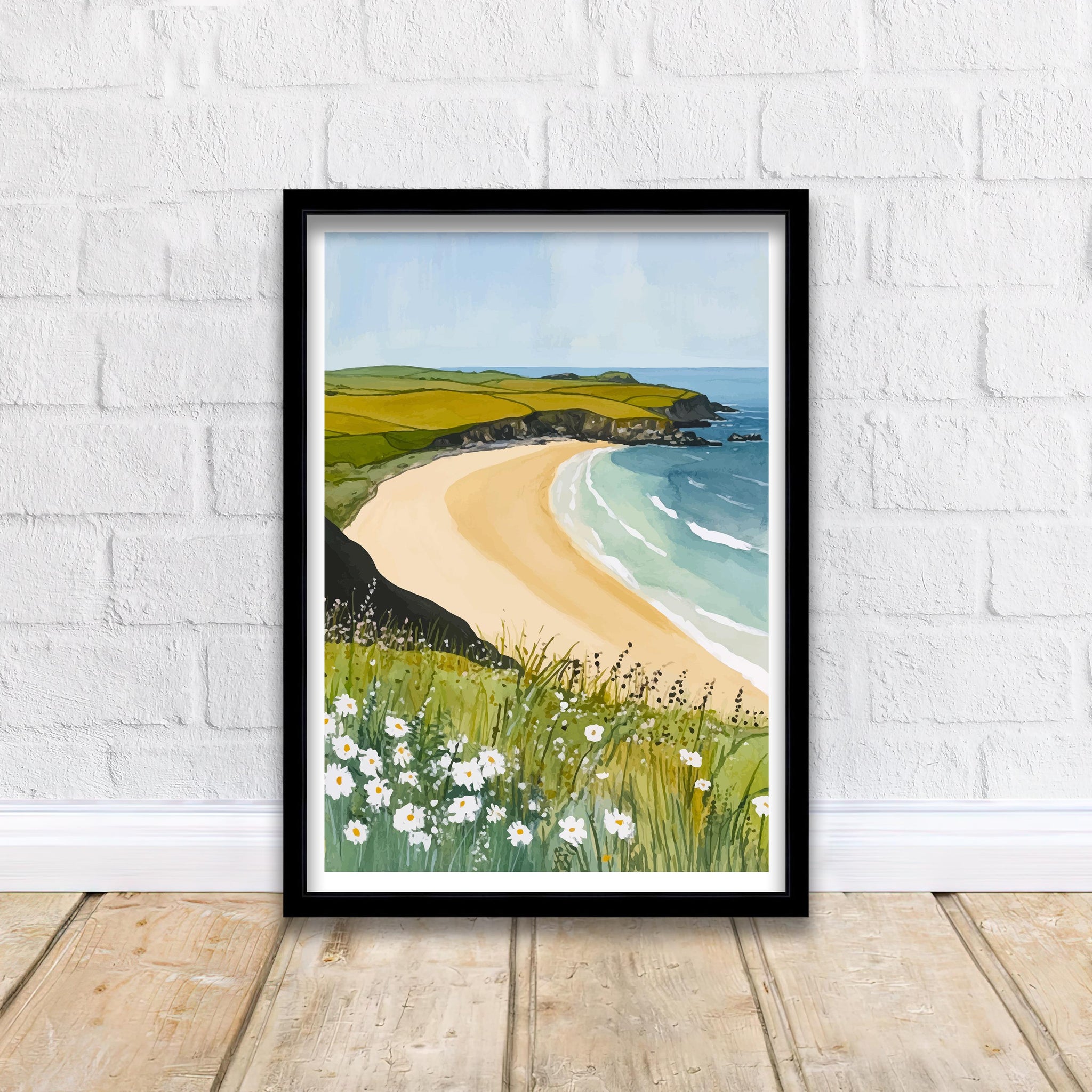 Constantine Bay Travel Poster Cornwall Beach Art Constantine Bay Print Scenic Cornwall Poster Seaside Decor