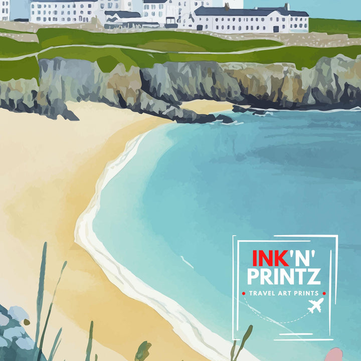 Fistral Beach Travel Poster Cornwall Beach Art Fistral Beach Print Scenic Seaside Poster Cornwall Decor