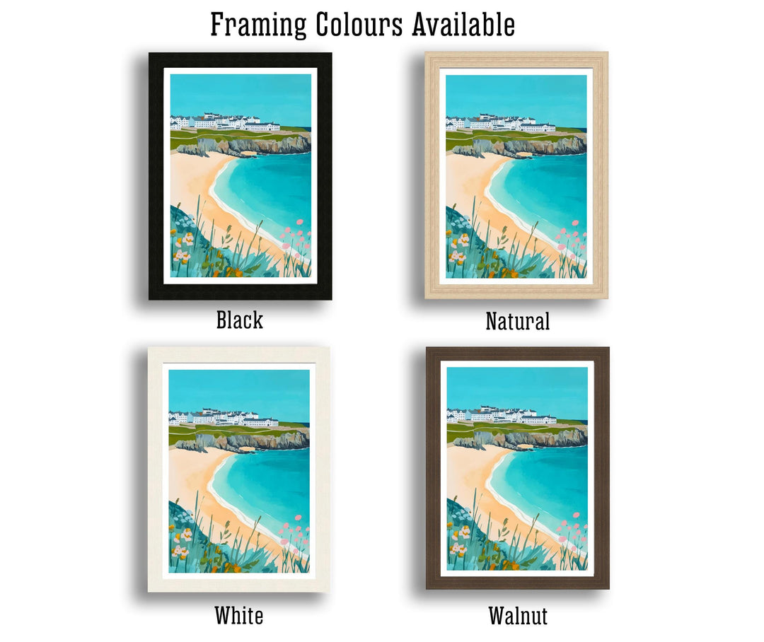 Fistral Beach Travel Poster Cornwall Beach Art Fistral Beach Print Scenic Seaside Poster Cornwall Decor