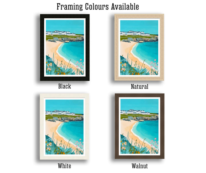 Fistral Beach Travel Poster Cornwall Beach Art Fistral Beach Print Scenic Seaside Poster Cornwall Decor