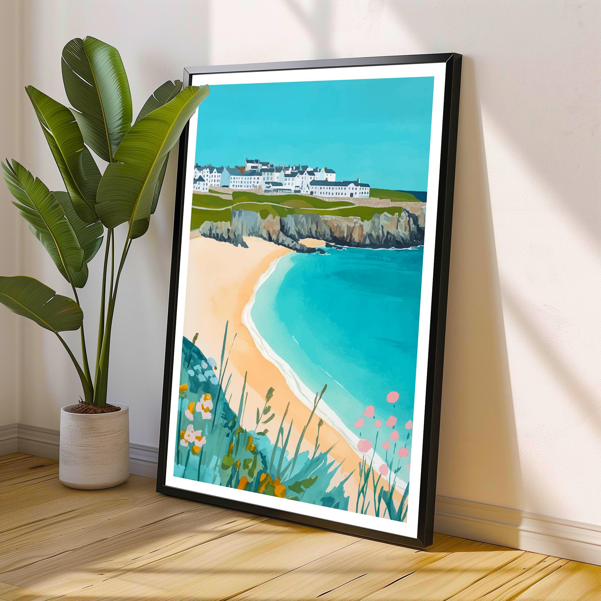 Fistral Beach Travel Poster Cornwall Beach Art Fistral Beach Print Scenic Seaside Poster Cornwall Decor