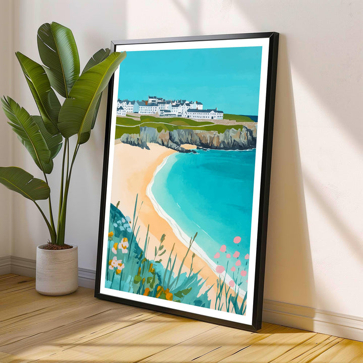 Fistral Beach Travel Poster Cornwall Beach Art Fistral Beach Print Scenic Seaside Poster Cornwall Decor