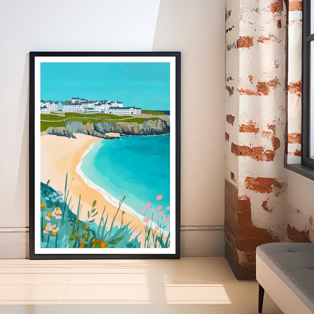 Fistral Beach Travel Poster Cornwall Beach Art Fistral Beach Print Scenic Seaside Poster Cornwall Decor