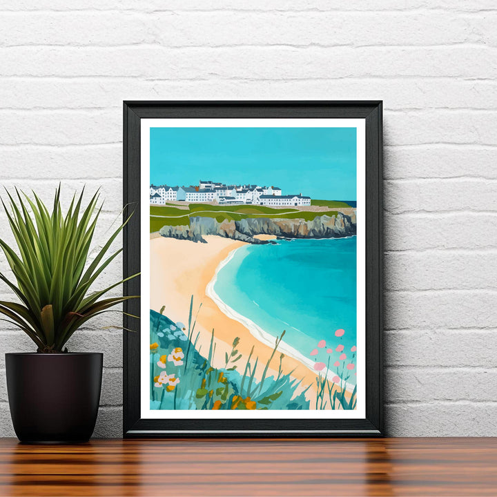 Fistral Beach Travel Poster Cornwall Beach Art Fistral Beach Print Scenic Seaside Poster Cornwall Decor
