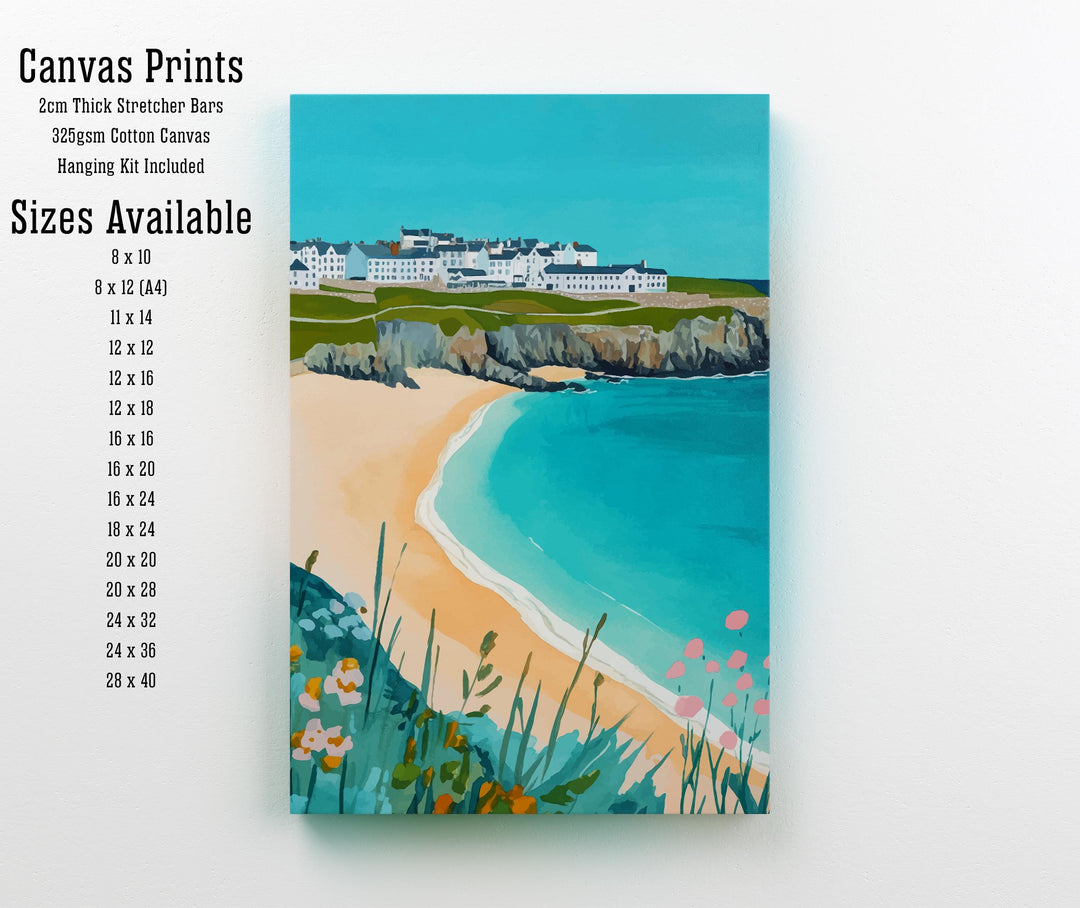 Fistral Beach Travel Poster Cornwall Beach Art Fistral Beach Print Scenic Seaside Poster Cornwall Decor