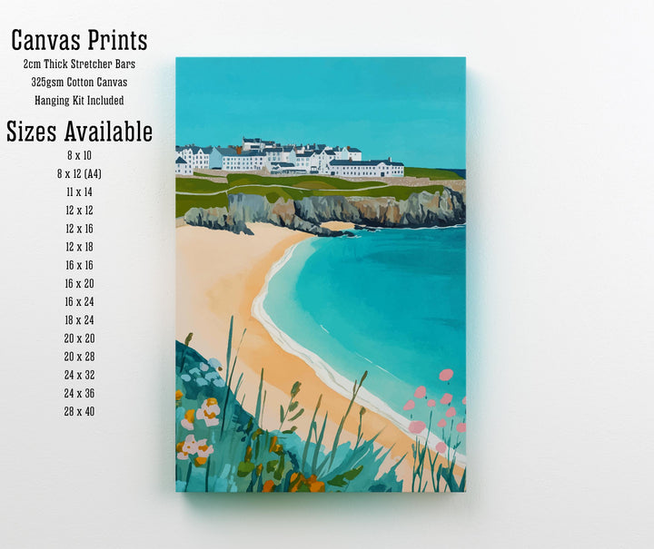Fistral Beach Travel Poster Cornwall Beach Art Fistral Beach Print Scenic Seaside Poster Cornwall Decor