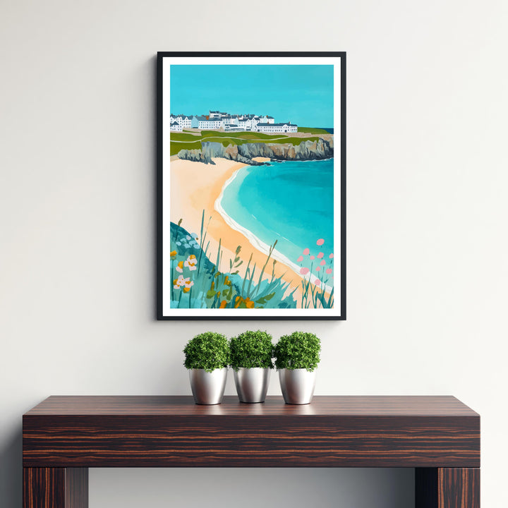 Fistral Beach Travel Poster Cornwall Beach Art Fistral Beach Print Scenic Seaside Poster Cornwall Decor