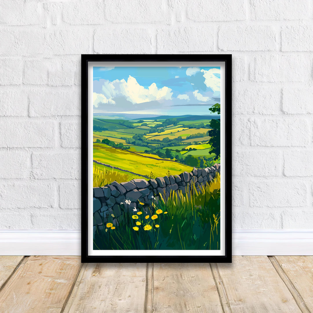 Peak District Travel Poster UK Landscape Art Peak District Print Scenic Countryside Poster British Nature Decor