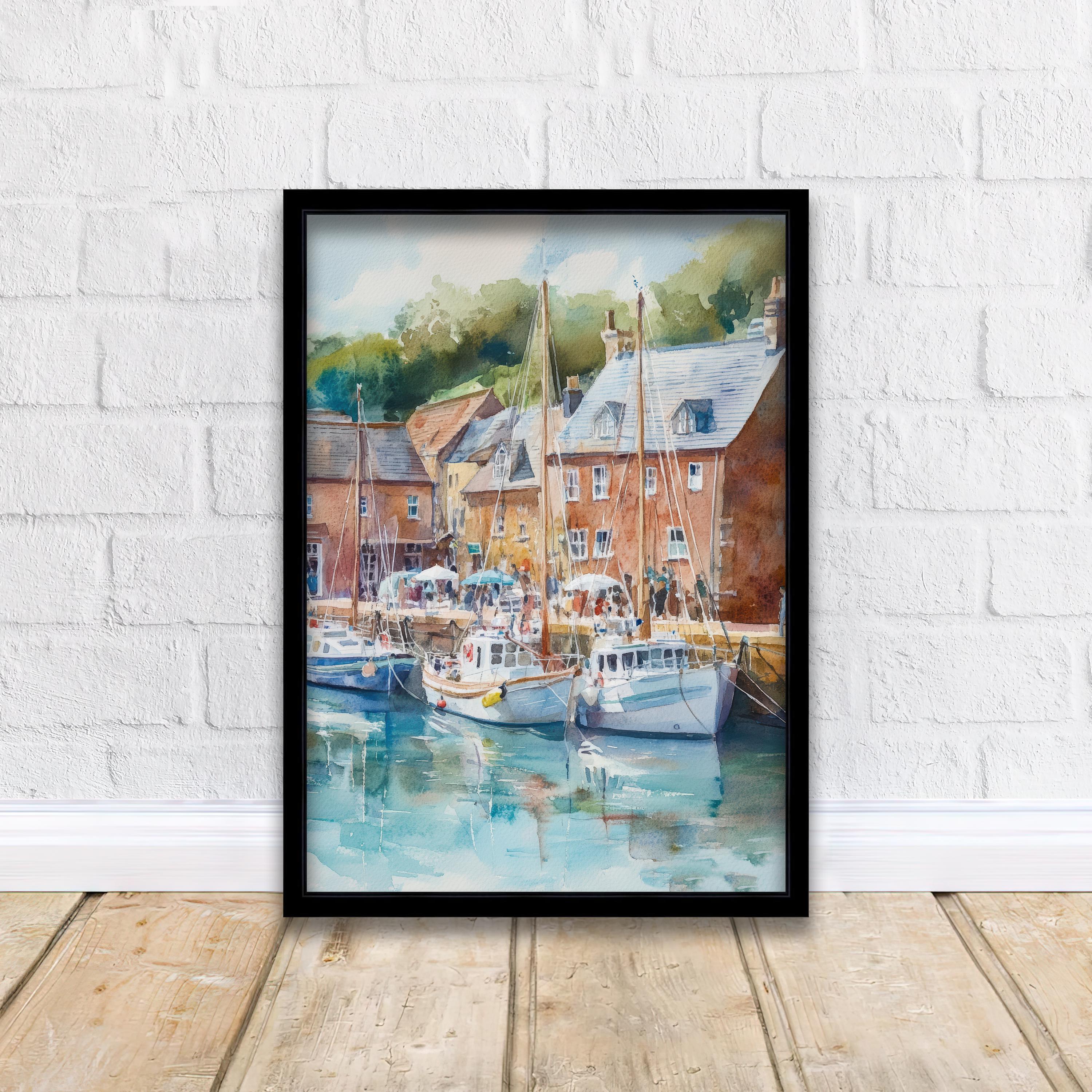 Padstow Watercolor Painting Cornwall Village Art Padstow Print Scenic Coastal Decor