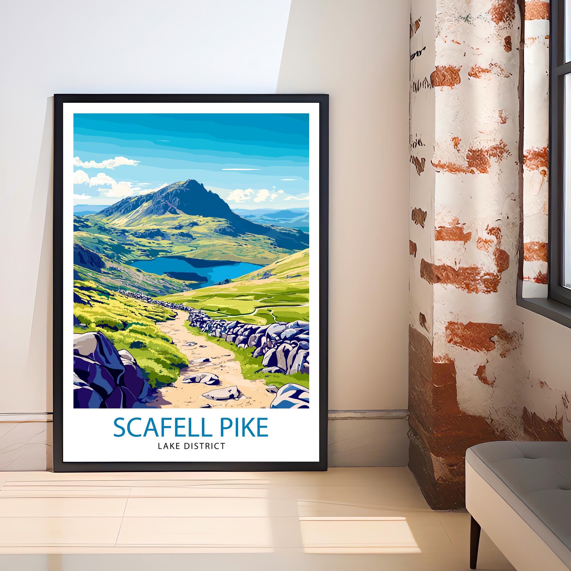 Scafell Pike Lake District Travel Poster Wall Decor Wall Art Scafell Pike Landscape Wall Hanging Home Décor Lake District Gift Art Lovers