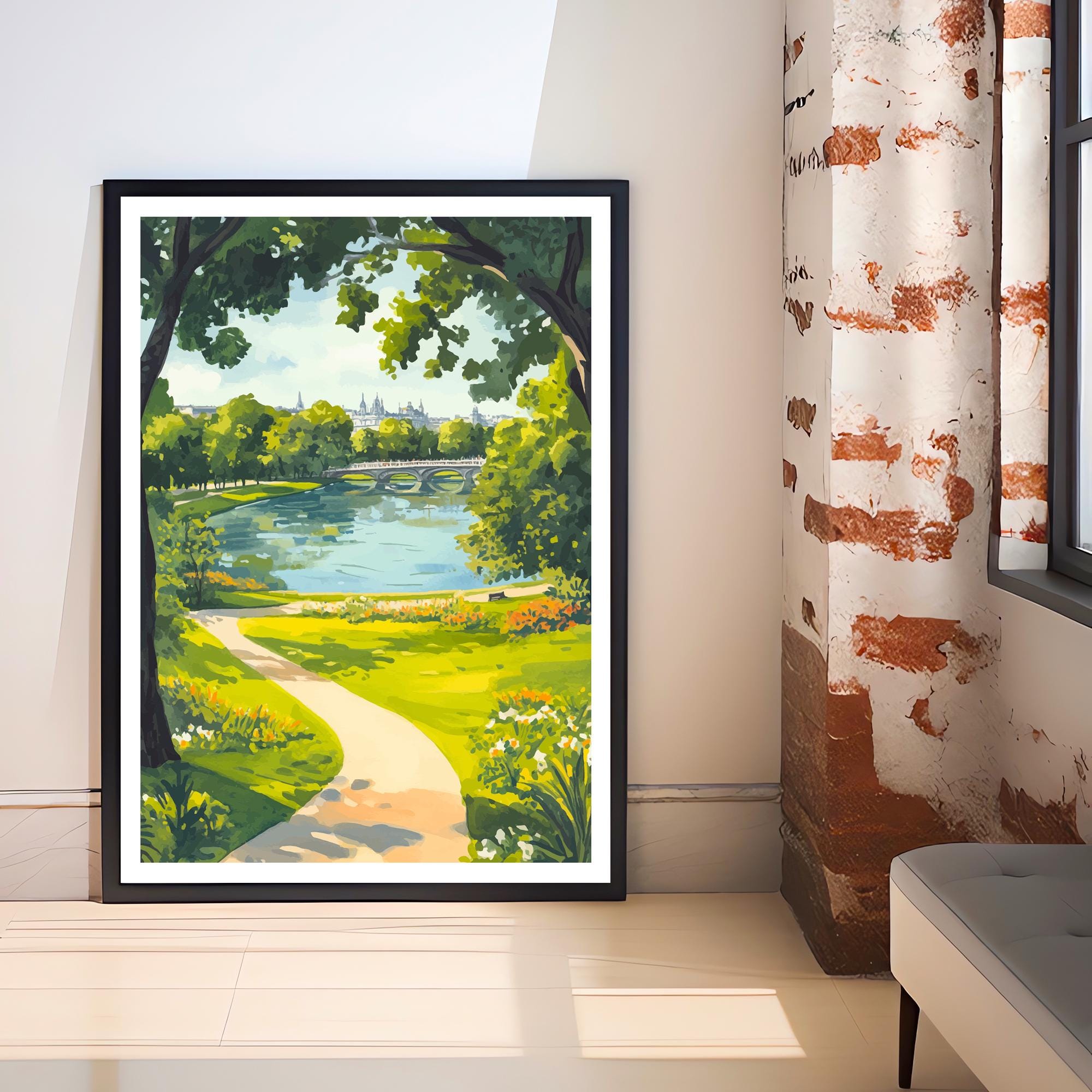 Hyde Park Travel Poster London Park Art Hyde Park Print Scenic London Poster British Nature Decor