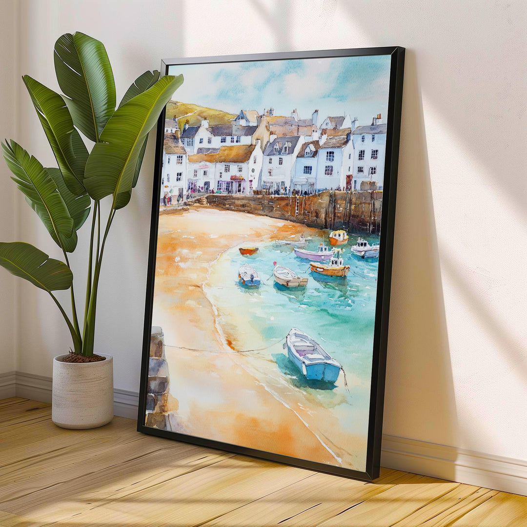 St Ives Watercolor Painting Cornwall Coastal Art St Ives Print Scenic Seaside Decor