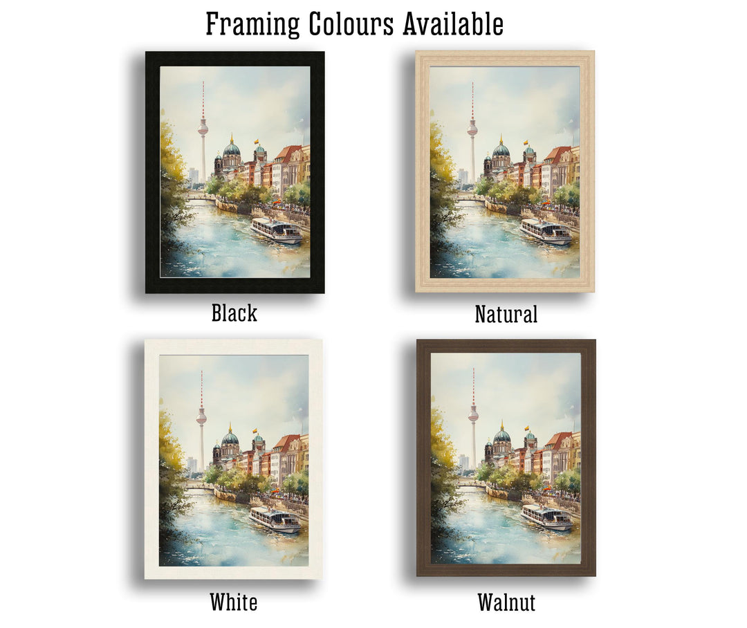 Berlin Germany Watercolor Painting Berlin Skyline Art Berlin Print Scenic Cityscape Decor