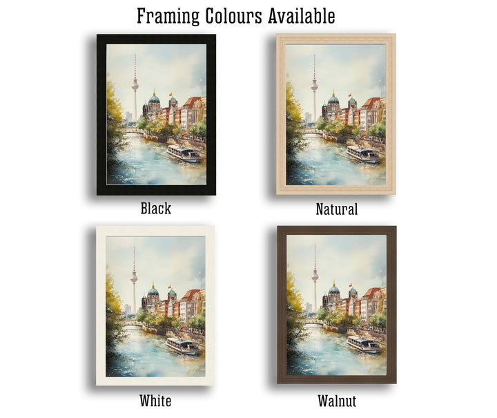 Berlin Germany Watercolor Painting Berlin Skyline Art Berlin Print Scenic Cityscape Decor