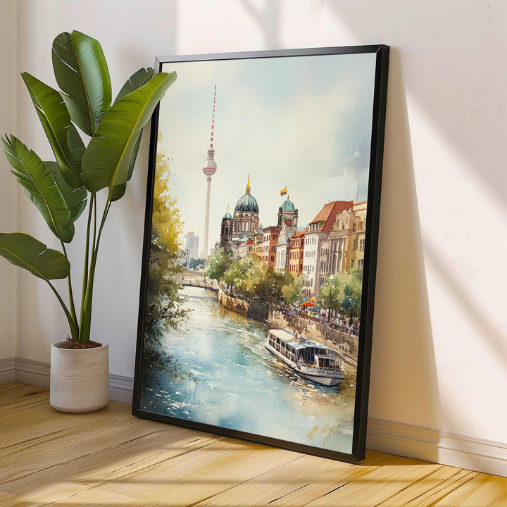 Berlin Germany Watercolor Painting Berlin Skyline Art Berlin Print Scenic Cityscape Decor