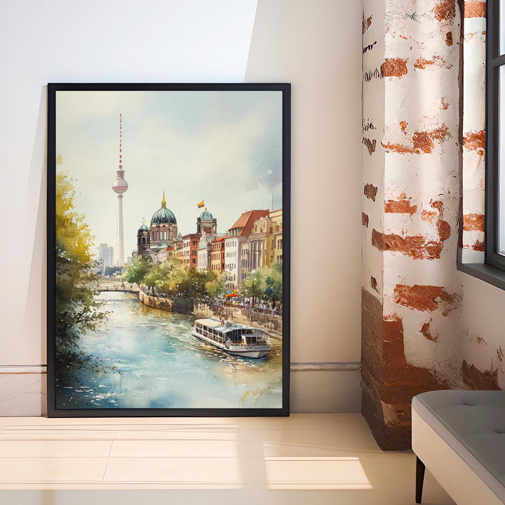 Berlin Germany Watercolor Painting Berlin Skyline Art Berlin Print Scenic Cityscape Decor