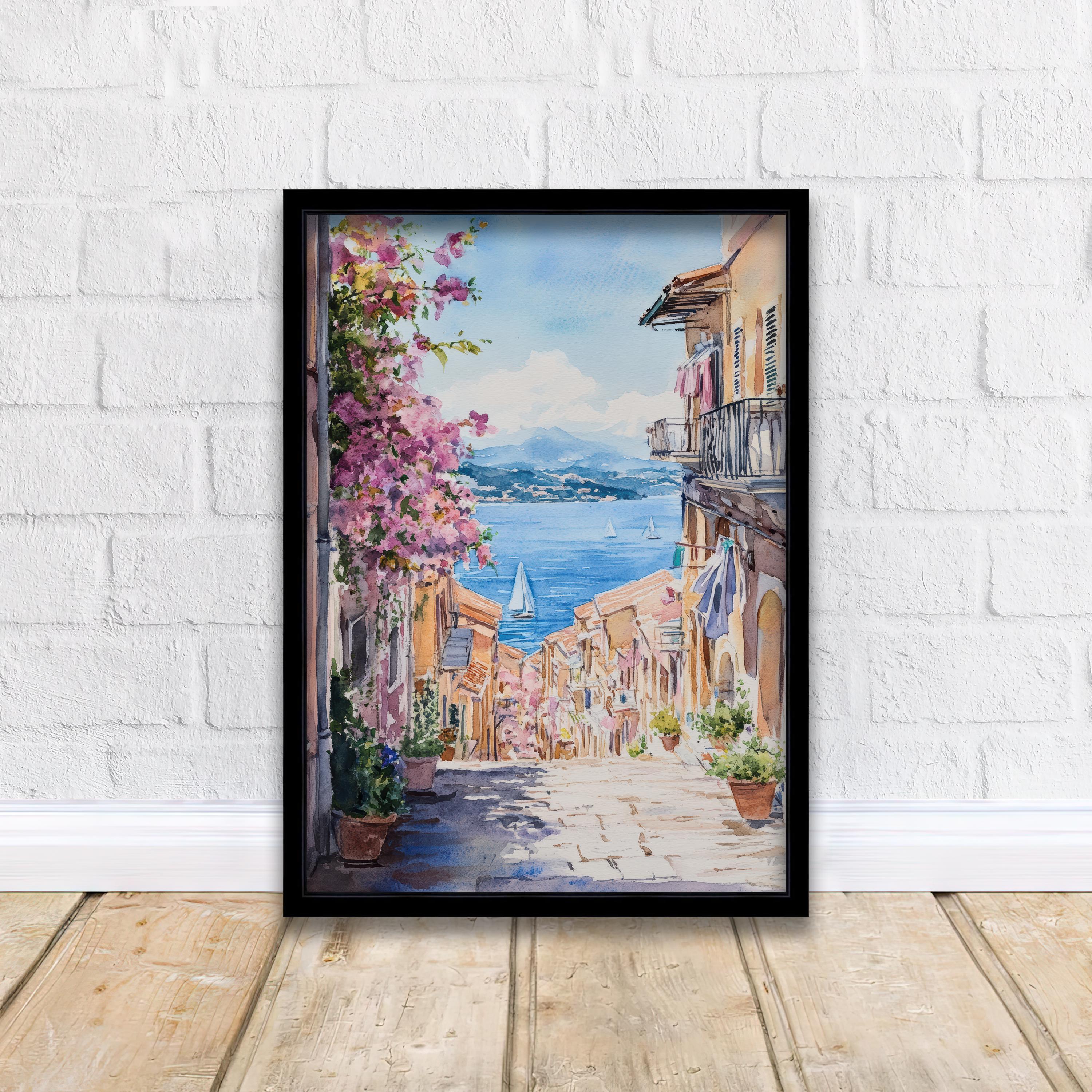Corfu Greece Watercolor Painting Greek Island Art Corfu Print Scenic Mediterranean Decor