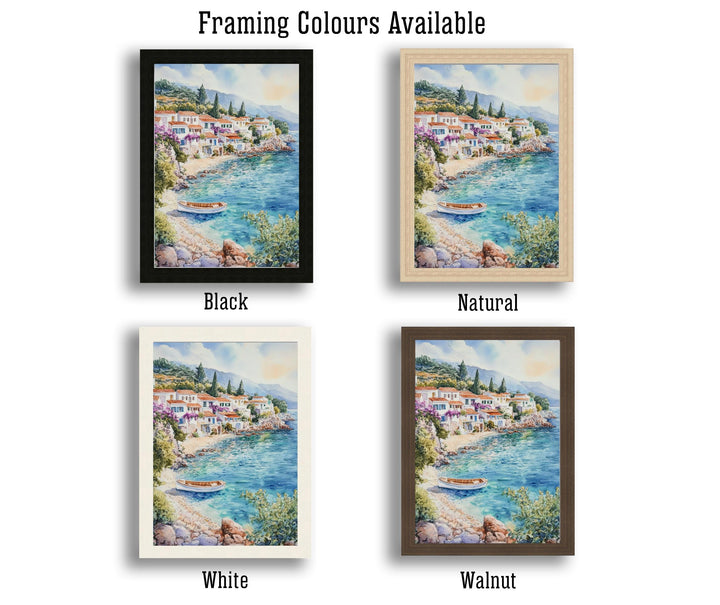 Kefalonia Greece Watercolor Painting Greek Island Art Kefalonia Print Scenic Mediterranean Decor