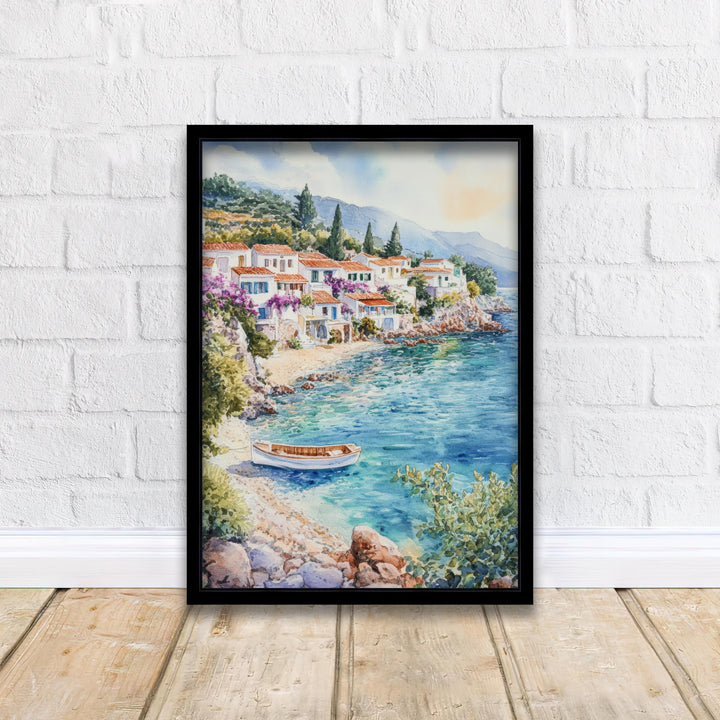 Kefalonia Greece Watercolor Painting Greek Island Art Kefalonia Print Scenic Mediterranean Decor