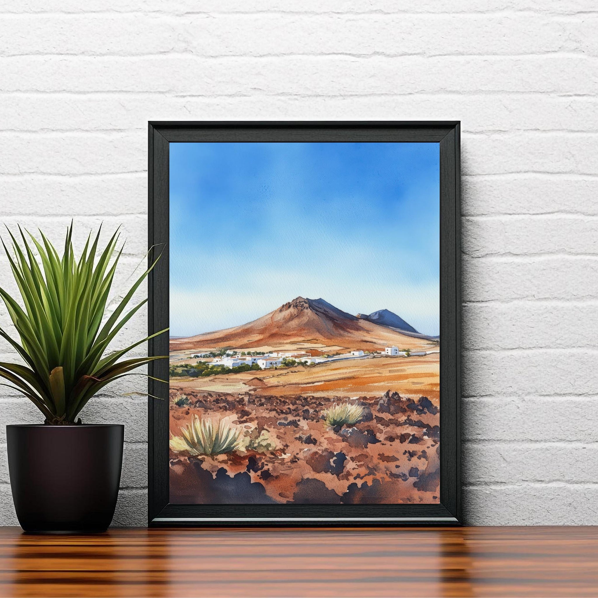 Lanzarote Watercolor Painting Canary Islands Art Lanzarote Print Scenic Island Decor