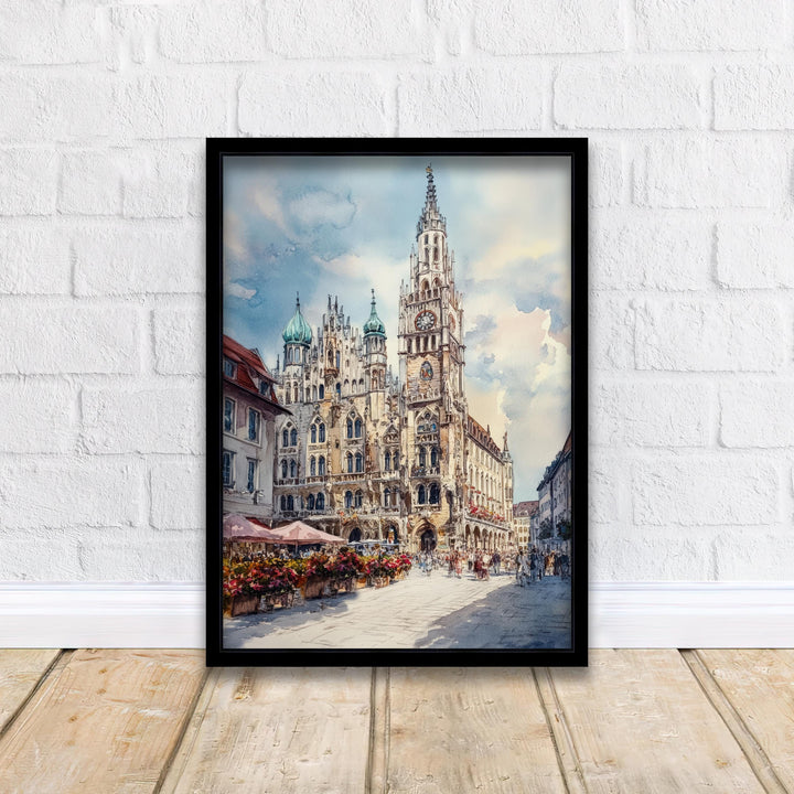 Munich Germany Watercolor Painting German City Art Munich Print Scenic Cityscape Decor