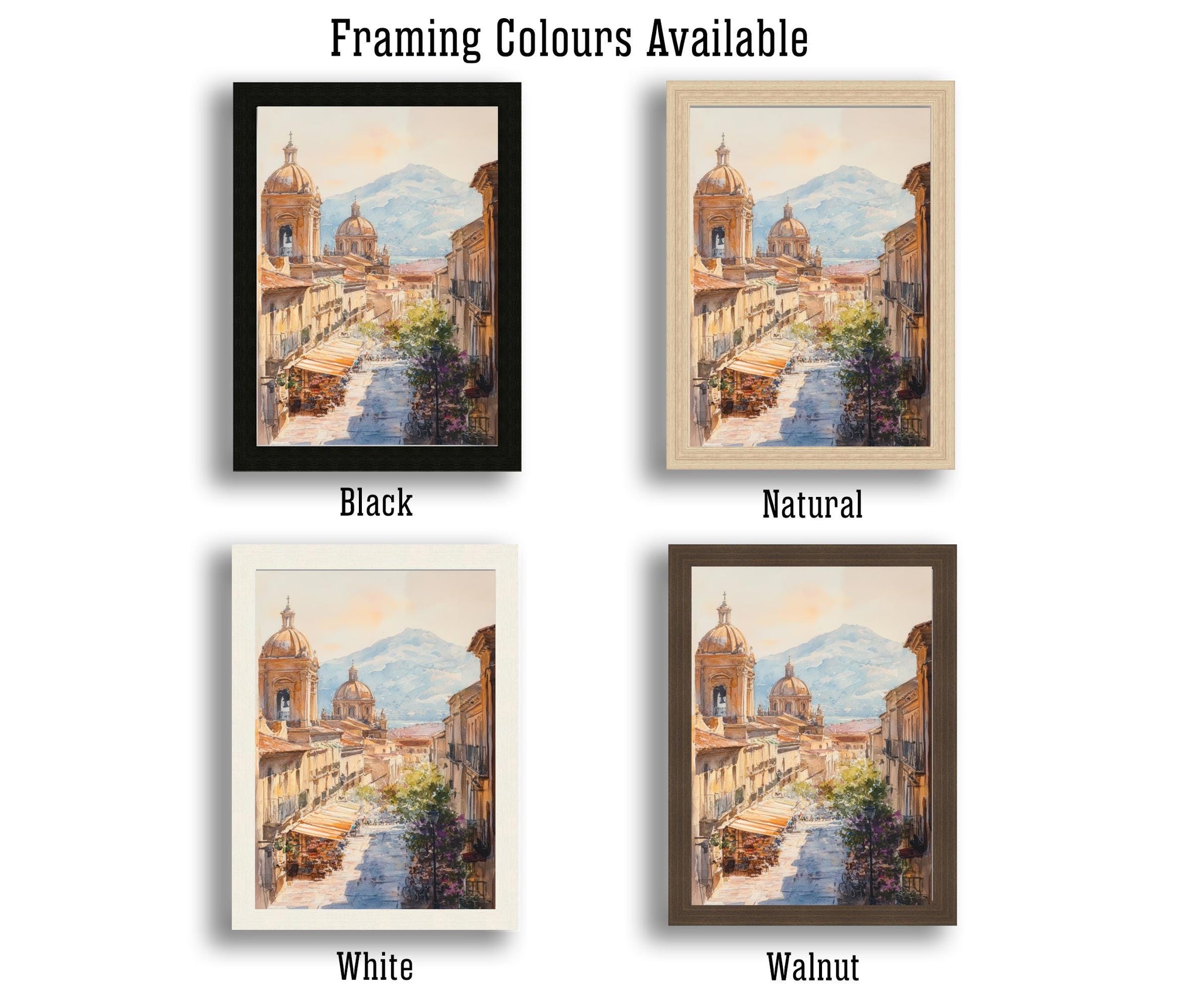 Palermo Sicily Watercolor Painting Italian City Art Palermo Print Scenic Sicily Decor