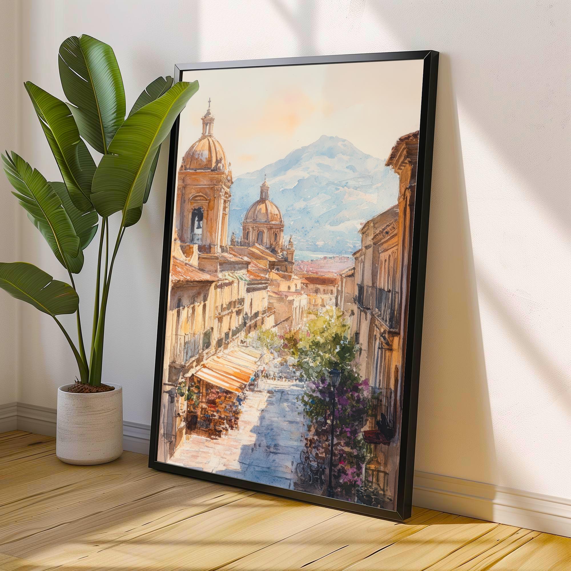 Palermo Sicily Watercolor Painting Italian City Art Palermo Print Scenic Sicily Decor